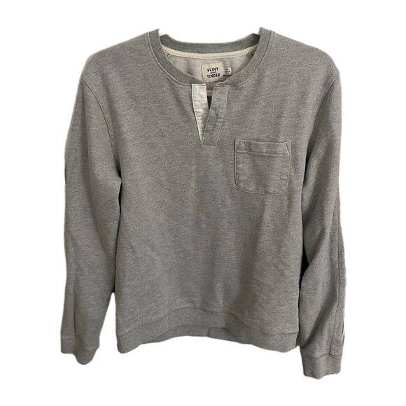 Flint and Tinder Henley Sweater Mens Medium Heather Gray Pocket Outdoor Comfort - Picture 1 of 7